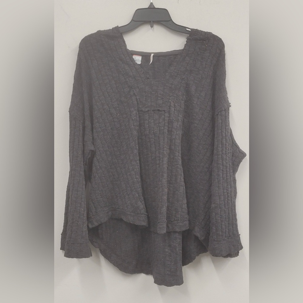 Free People gray sweater with colored flecks, size small.